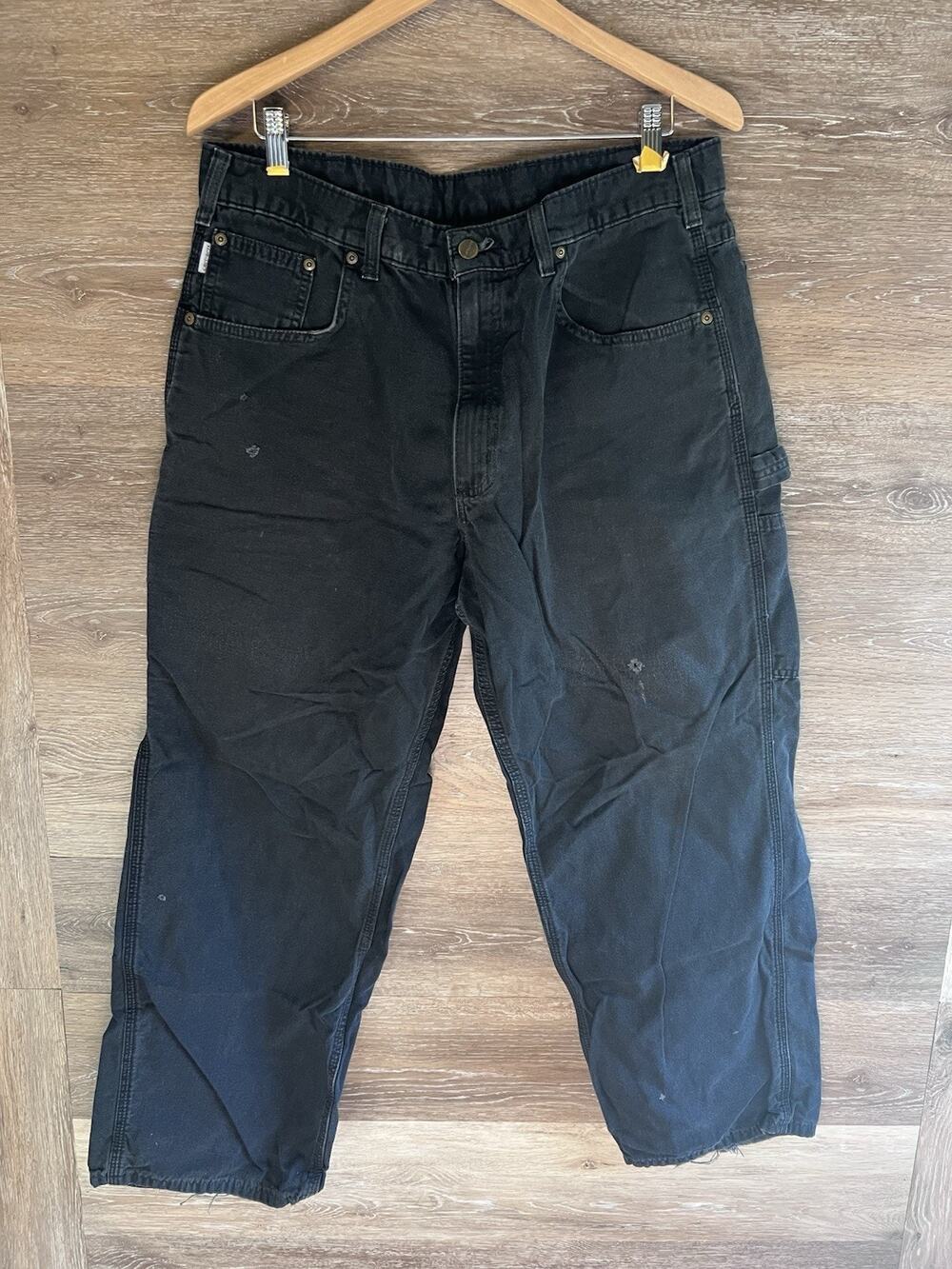 Carhartt Men’s Black Work Pants Utility Pocket Carpenter Style Sz 38x30